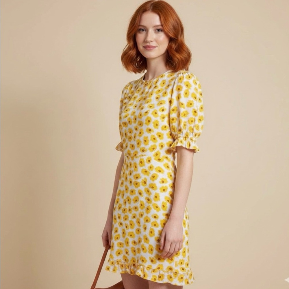 FAITHFUL THE BRAND Dress Florence Floral Marigold Yellow Print Mini Dress 4
